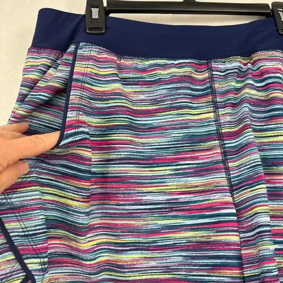 Lands End Swim Shorts Size 18W Blue Stripe Pockets Brief Lining Quick Dry - Picture 2 of 10